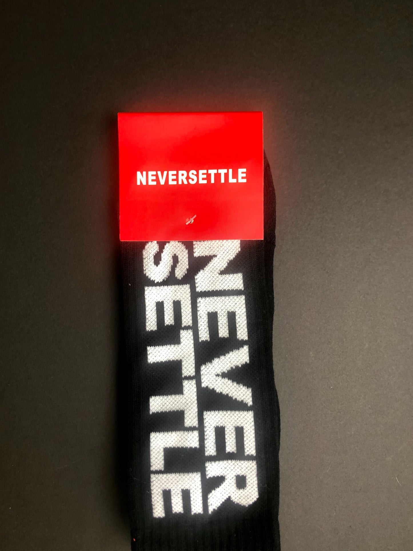NEVERSETTLE BLACK SOCKS (5767502004389)