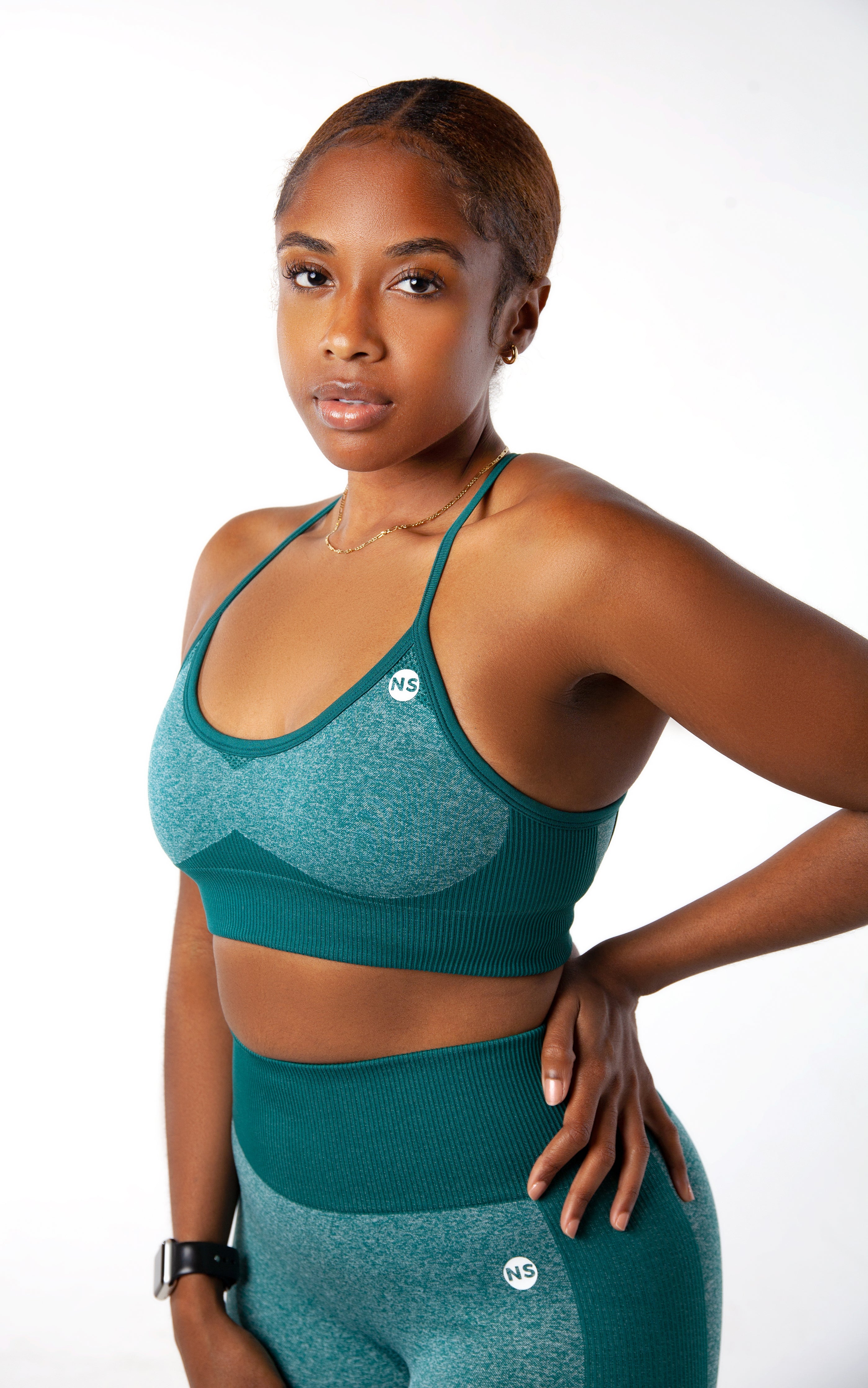 All In Motion Sports Bra Womens LARGE Dark Green Very Soft Removable-Cup  NEW